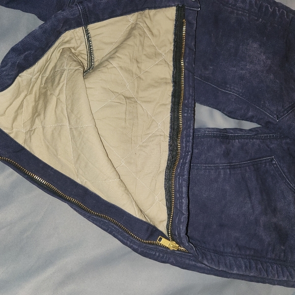Carhartt flame resistant quilt lined Duck bib Overalls 32x34 navy - Picture 7 of 11